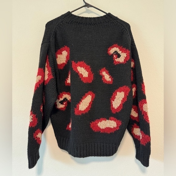 Ba&sh Leo Jacquard Knit Wool Alpaca Mohair Blend Black Red Leopard Sweater S - Picture 9 of 15
